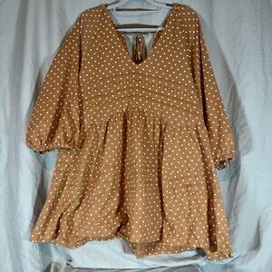 Entro Tan Polka Dot Plus Size Blouse